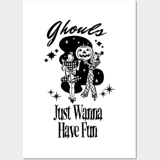 Funny Halloween Girls Night Ghouls Just Wanna Have Fun Spooky Season Posters and Art